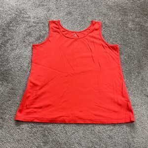 Lands' End Basic Tank Top Women Large Red Cotton Sleeveless Scoop Neck Classic